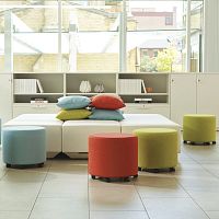 Contemporary ottoman COLLABORATIVEfabricupholsteredindoor