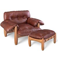 Contemporary armchair MOLEleathersolid woodbeech