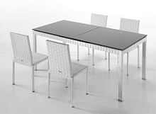 Contemporary dining table PALINUROglassresin wickerteak