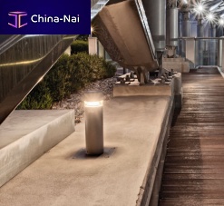 Public space bollard light KHAcontemporaryaluminumstainless steel