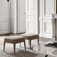 Contemporary pouf Febofabricleathersolid wood