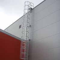 Ladder with safety cage steel