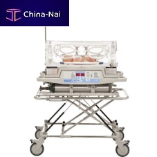 Transport infant incubator A 3158on castersheight-adjustablewith 4 operating windows