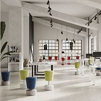Contemporary stool MICKEYpolished stainless steel baseupholsteredadjustable-height