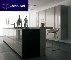 Contemporary kitchen Artematica Vitrumglassislandhandleless