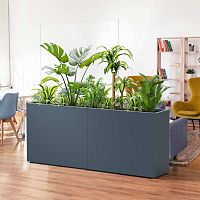 Powder-coated steel planter Dividerrectangularmodularwith built-in light