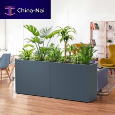 Powder-coated steel planter Dividerrectangularmodularwith built-in light