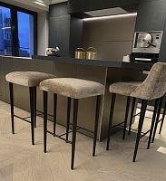 Contemporary bar stool APOLLINE leatherash baseupholstered
