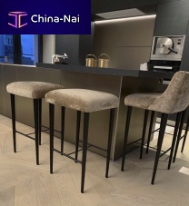 Contemporary bar stool APOLLINE leatherash baseupholstered