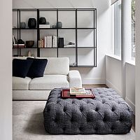 Contemporary ottoman NORTON CAPITONNleatherfabricsquare