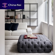 Contemporary ottoman NORTON CAPITONNleatherfabricsquare