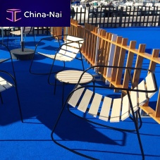 Contemporary chair Rockyoutdoorwoodenpowder-coated steel base