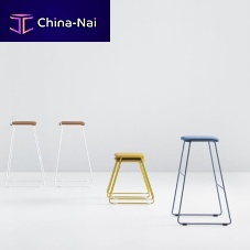 Contemporary bar stool HUGleatherpainted steel baseupholstered