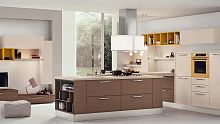 Contemporary kitchen ADELEwood veneerislandwith handle