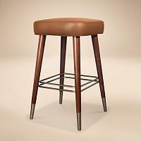 Traditional bar stool Lauren leatherwalnut base4-legged