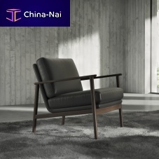 Contemporary armchair GREY fabricleathersteel