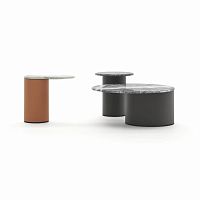 Contemporary coffee table ELLIOTmarbleplywood baseleather base