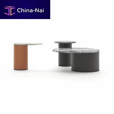 Contemporary coffee table ELLIOTmarbleplywood baseleather base