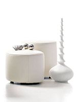 Contemporary pouf CAPRAIAfabricleatherround