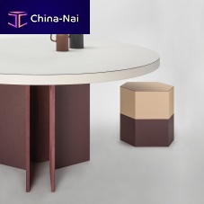 Contemporary stool leatherwooden baseleather base
