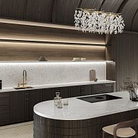 Silestone® countertop Rivire Rosekitchenwhiteround edge