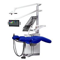 Dental treatment unit with chair FLOWcompactwith adjustable headrestambidextrous