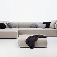 Contemporary ottoman MATCHfabricleathermodular