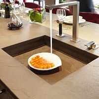 Single-bowl kitchen sink ARDOISE CLIVEEwith drainboardslateintegrated