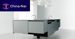 Contemporary kitchen SUSPENDIDAlaminateislandhandleless