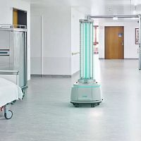 UV disinfection robot DiSiRt mobileautomatedwith germicidal lamp