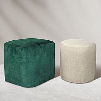 Contemporary pouf ALINNE fabricleatherround