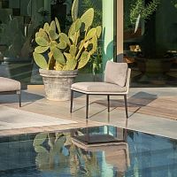Contemporary fireside chair LEAF fabricaluminumwith removable cushion