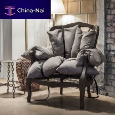 Original design armchair 7PILLOWSfabricbeechwith removable cushion