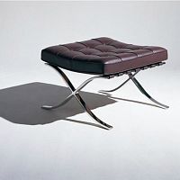 Contemporary footrest Barcelona®leatherpolished steelby Ludwig Mies Van Der Rohe