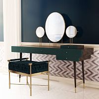 Contemporary ottoman MERYLvelvetbrushed brassupholstered