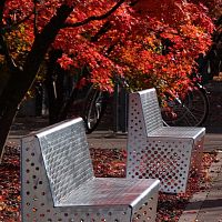 Contemporary chair ARINoutdoorsheet steelperforated sheet metal