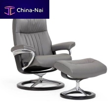 Contemporary armchair CROWN SIGNATUREleatherfabricwith footrest