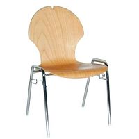 Contemporary chair Kocherindoorbeechchromed metal base