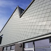 Zinc metal sheet elZinc CRYSTAL®decorativeribbedfor facade cladding