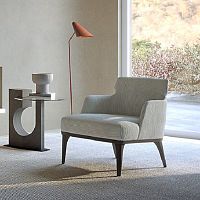 Contemporary relaxing armchair PO80 SHAPEfabricwoodenbeige
