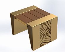 Contemporary stool Printempsexotic woodCOR-TEN® basedouble