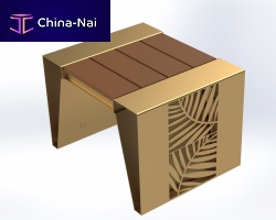 Contemporary stool Printempsexotic woodCOR-TEN® basedouble