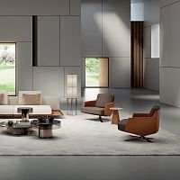 Contemporary armchair Cecilfabricwhitebrown