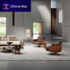 Contemporary armchair Cecilfabricwhitebrown