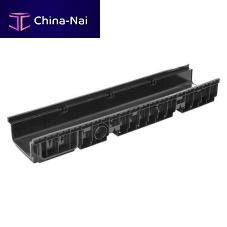 High-density polyethylene (HDPE) drainage channel TAURUS 200for public spacesfor airportblack