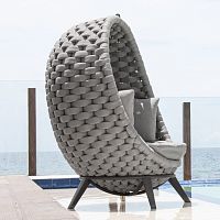 Contemporary hanging chair Lucy outdoorropealuminum base