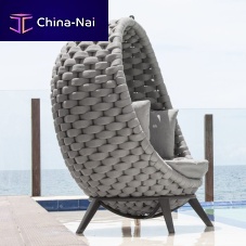 Contemporary hanging chair Lucy outdoorropealuminum base