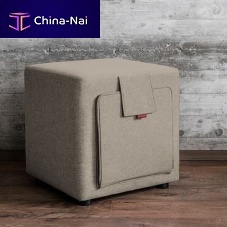 Contemporary pouf Tuckfabricsquarewith storage compartment