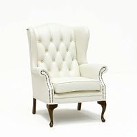 Chesterfield armchair Yorkfabricleatherwith footrest