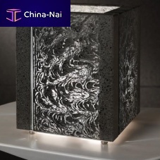 Table lamp LITRACUBE®concreteglassstainless steel